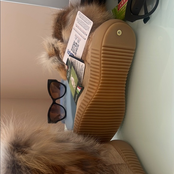 Pajar Tan Faux Fur Trim Lace-Up Ankle Boots - Picture 7 of 7